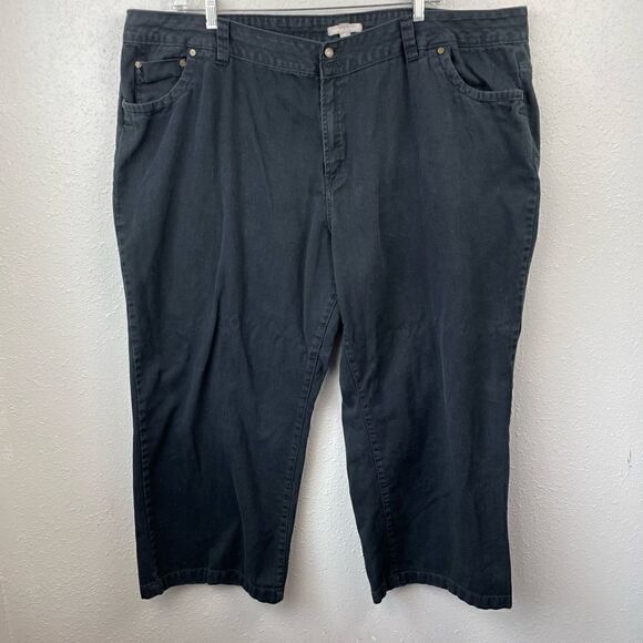 Woman Within Black Denim Pants Size 32W EUC - Picture 1 of 4